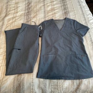 Heather indigo figs XS top, small bottom set